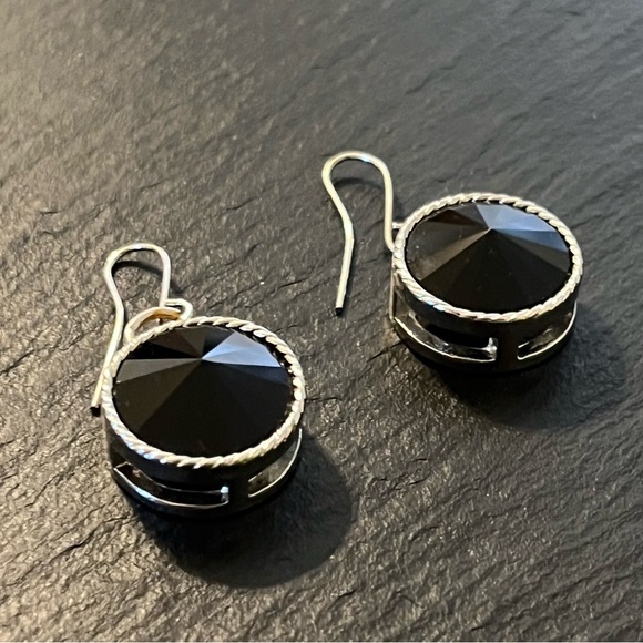 Black Onyx Round Drop Earrings - Picture 9 of 15